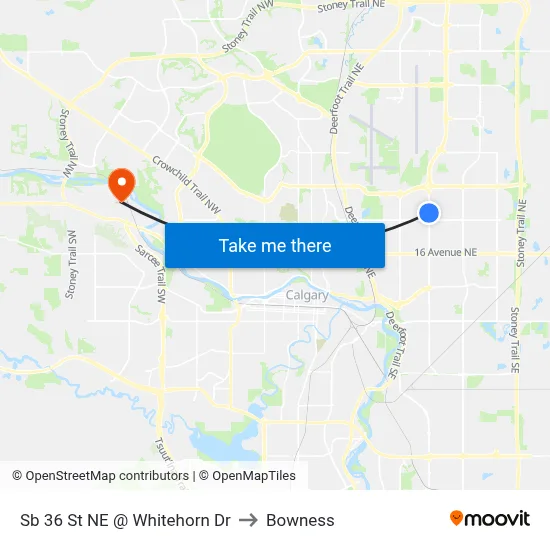 Sb 36 St NE @ Whitehorn Dr to Bowness map
