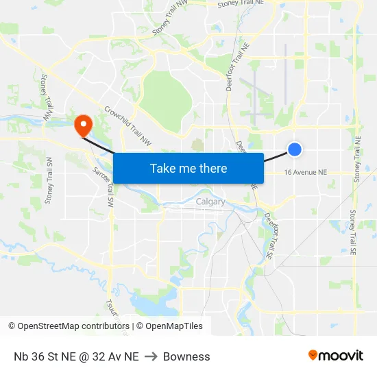 Nb 36 St NE @ 32 Av NE to Bowness map