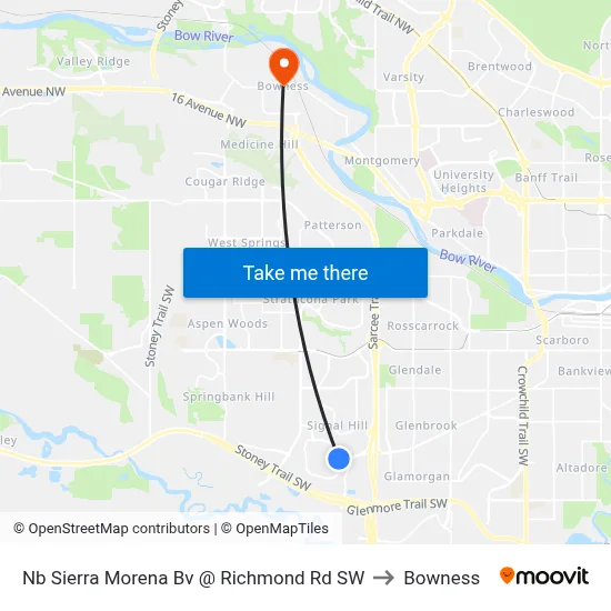 Nb Sierra Morena Bv @ Richmond Rd SW to Bowness map