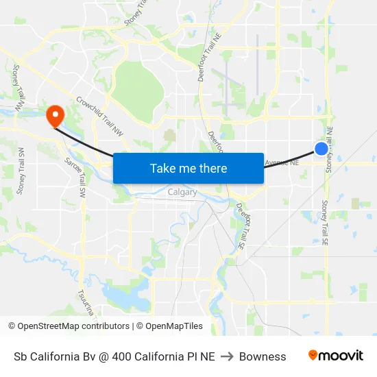 Sb California Bv @ 400 California Pl NE to Bowness map