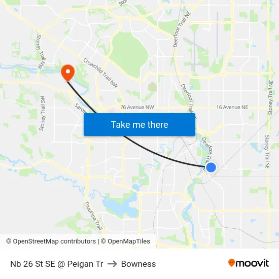 Nb 26 St SE @ Peigan Tr to Bowness map
