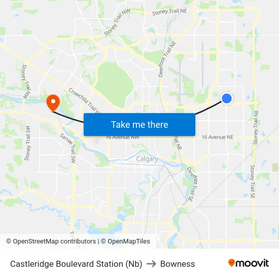 Castleridge Boulevard Station (Nb) to Bowness map