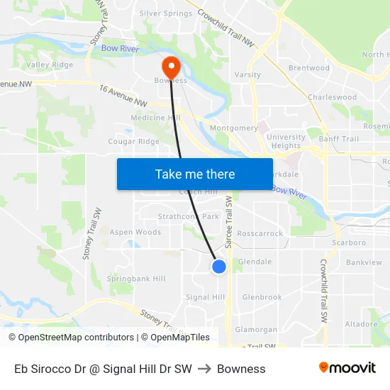 Eb Sirocco Dr @ Signal Hill Dr SW to Bowness map