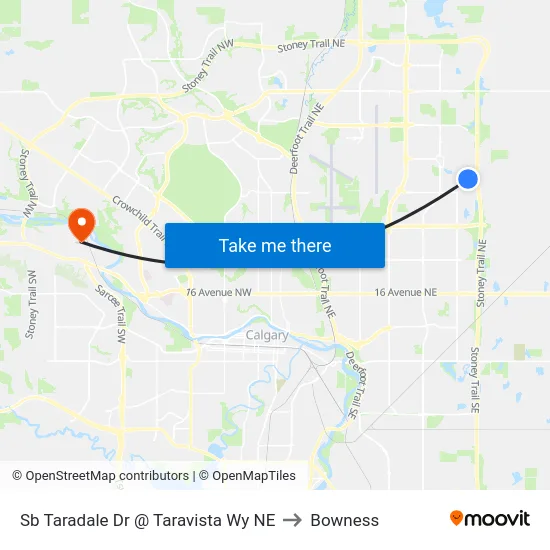 Sb Taradale Dr @ Taravista Wy NE to Bowness map