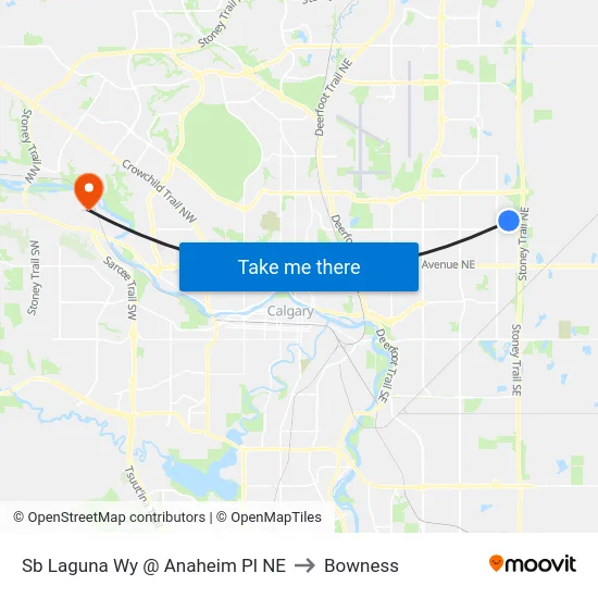 Sb Laguna Wy @ Anaheim Pl NE to Bowness map