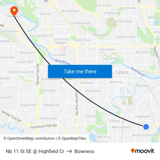 Nb 11 St SE @ Highfield Cr to Bowness map