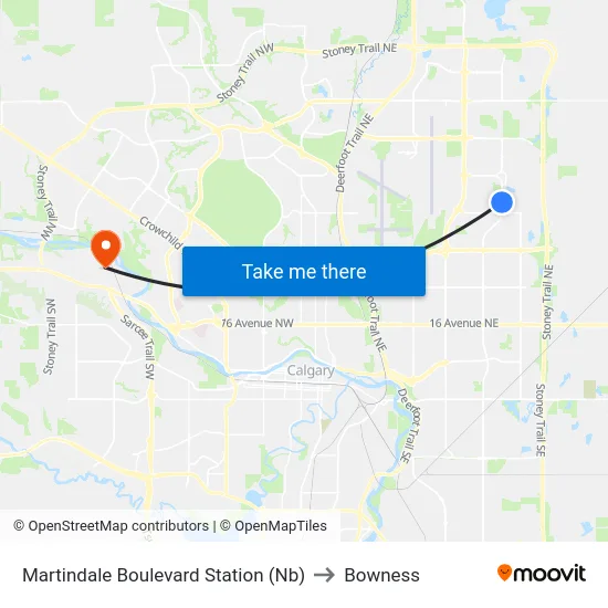 Martindale Boulevard Station (Nb) to Bowness map