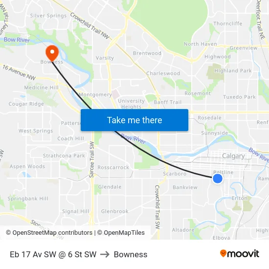 Eb 17 Av SW @ 6 St SW to Bowness map