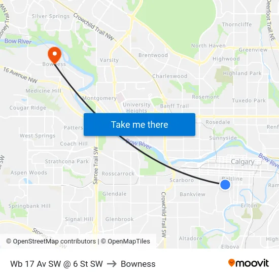 Wb 17 Av SW @ 6 St SW to Bowness map