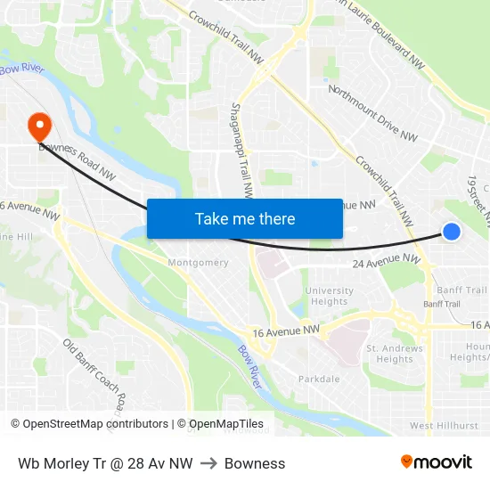Wb Morley Tr @ 28 Av NW to Bowness map