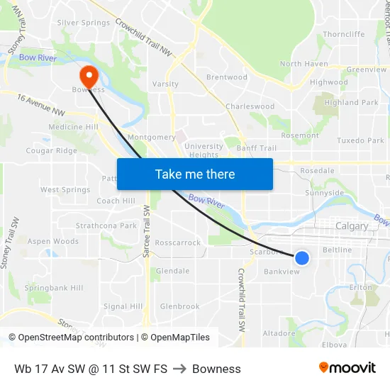 Wb 17 Av SW @ 11 St SW FS to Bowness map