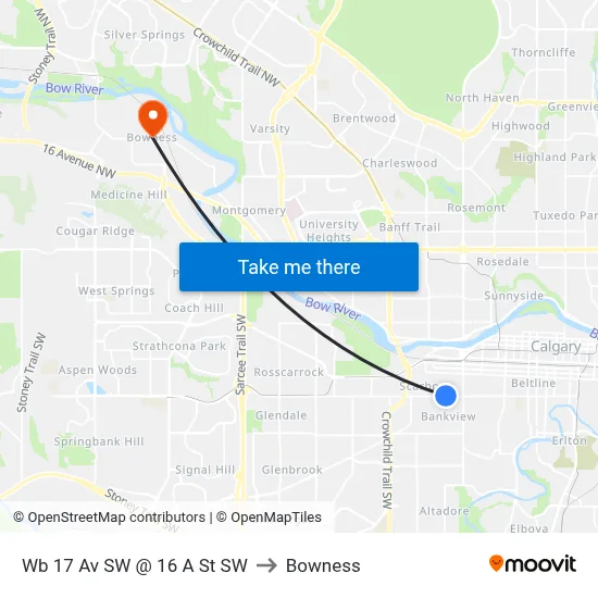 Wb 17 Av SW @ 16 A St SW to Bowness map