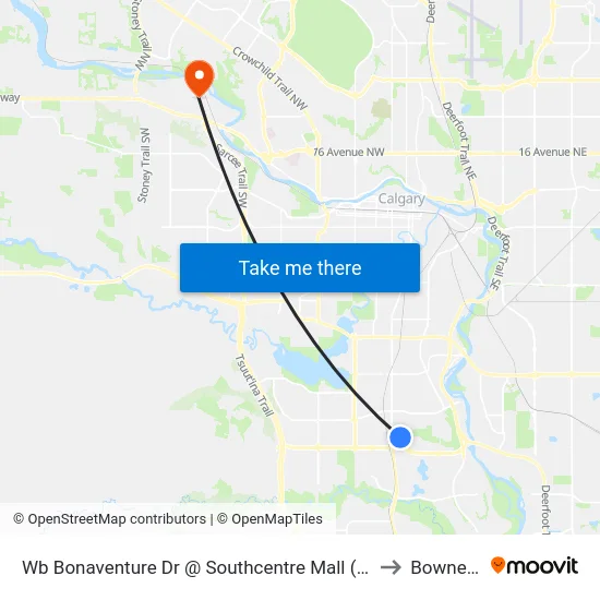 Wb Bonaventure Dr @  Southcentre Mall (Wb) to Bowness map