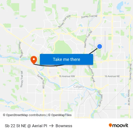 Sb 22 St NE @ Aerial Pl to Bowness map