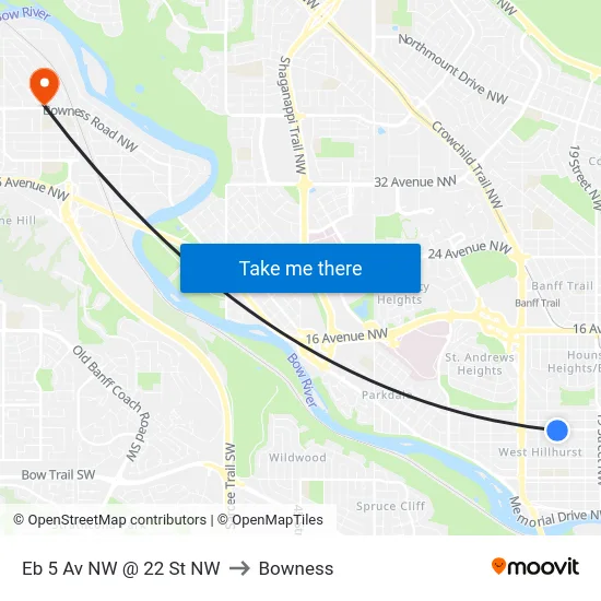 Eb 5 Av NW @ 22 St NW to Bowness map