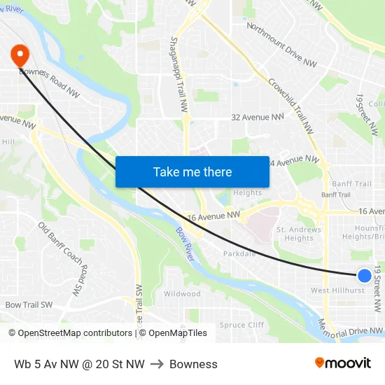 Wb 5 Av NW @ 20 St NW to Bowness map
