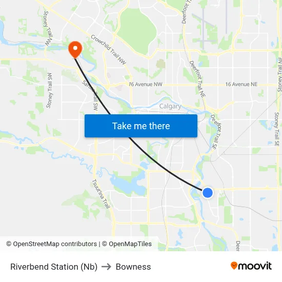 Riverbend Station (Nb) to Bowness map