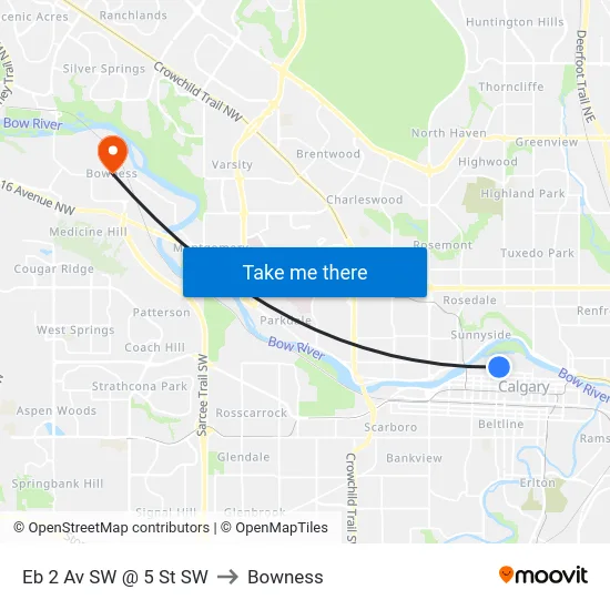 Eb 2 Av SW @ 5 St SW to Bowness map