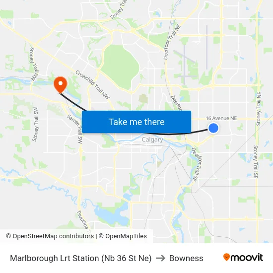 Marlborough Lrt Station (Nb 36 St Ne) to Bowness map