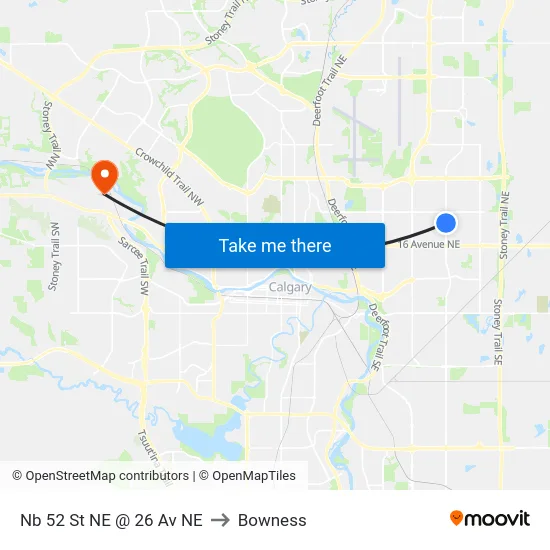 Nb 52 St NE @ 26 Av NE to Bowness map