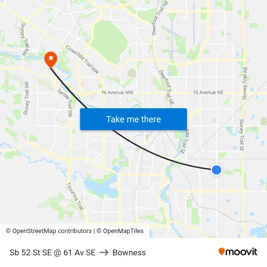 Sb 52 St SE @ 61 Av SE to Bowness map