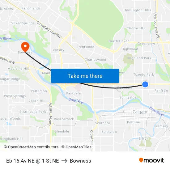 Eb 16 Av NE @ 1 St NE to Bowness map