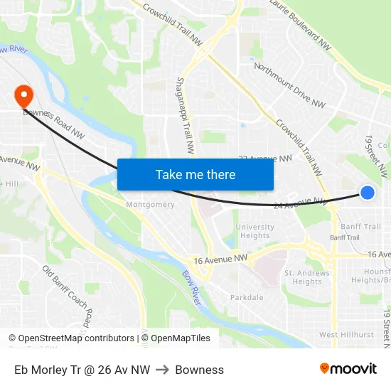 Eb Morley Tr @ 26 Av NW to Bowness map