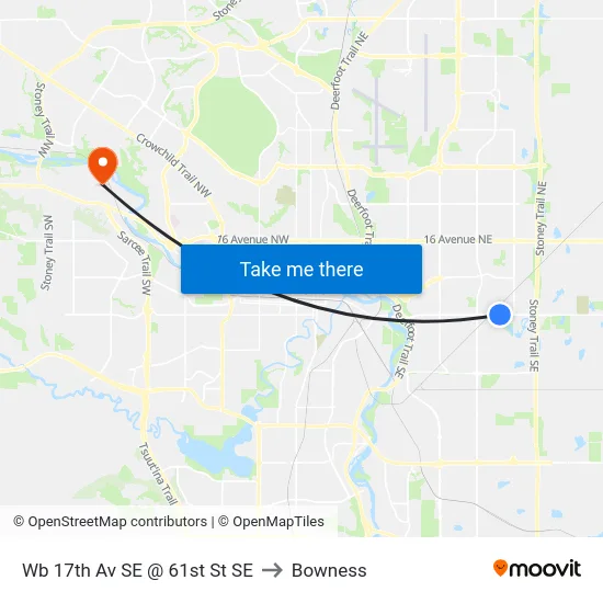 Wb 17th Av SE @ 61st St SE to Bowness map