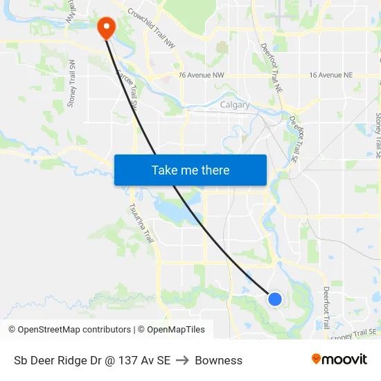 Sb Deer Ridge Dr @ 137 Av SE to Bowness map