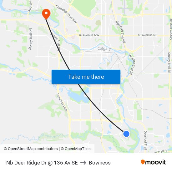 Nb Deer Ridge Dr @ 136 Av SE to Bowness map