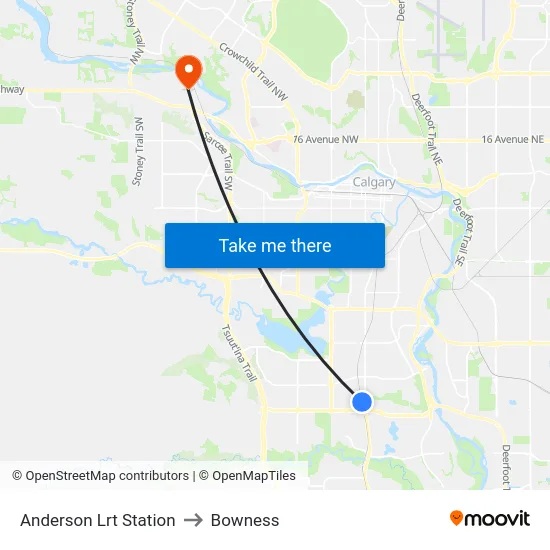 Anderson Lrt Station to Bowness map