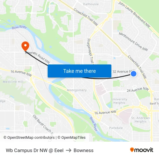 Wb Campus Dr NW @ Eeel to Bowness map