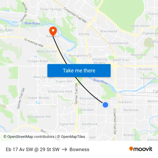 Eb 17 Av SW @ 29 St SW to Bowness map