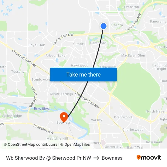 Wb Sherwood Bv @ Sherwood Pr NW to Bowness map