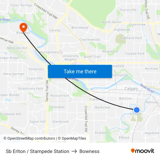 Sb Erlton / Stampede Station to Bowness map