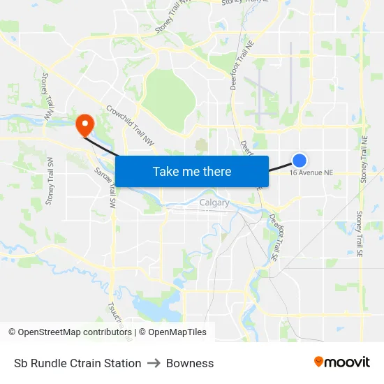 Sb Rundle Ctrain Station to Bowness map