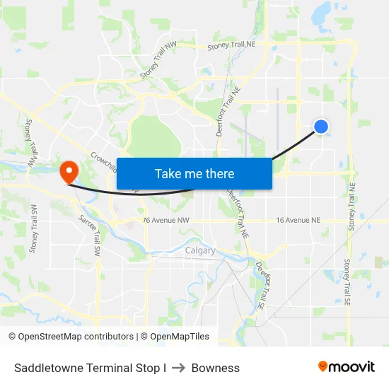 Saddletowne Terminal Stop I to Bowness map