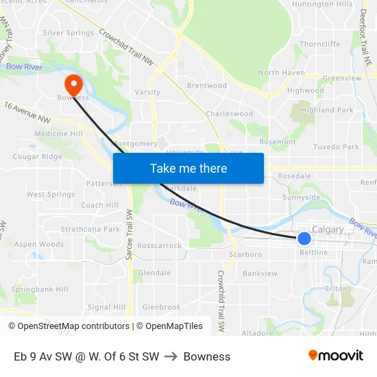 Eb 9 Av SW @ W. Of 6 St SW to Bowness map