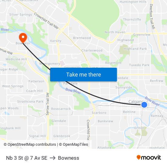 Nb 3 St @ 7 Av SE to Bowness map