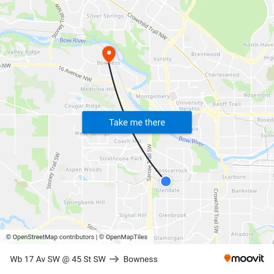 Wb 17 Av SW @ 45 St SW to Bowness map