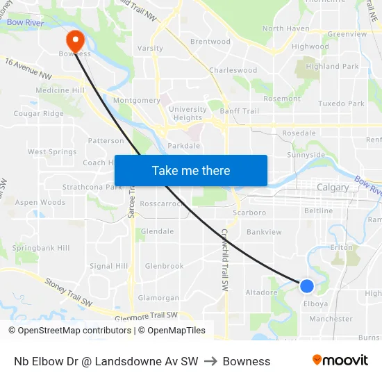 Nb Elbow Dr @ Landsdowne Av SW to Bowness map