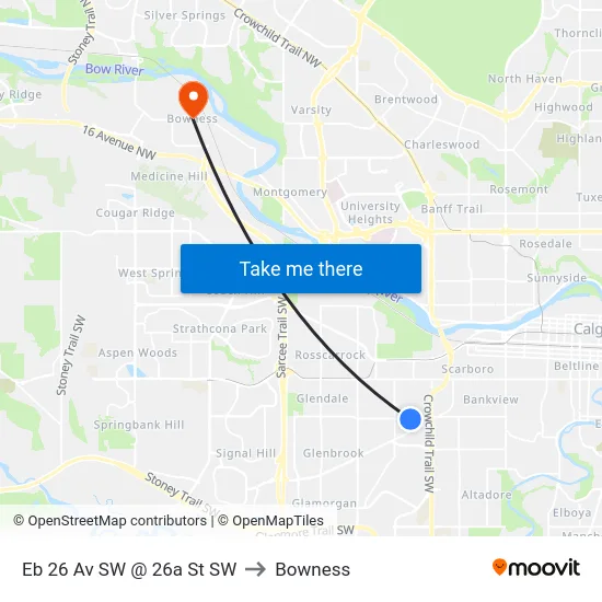 Eb 26 Av SW @ 26a St SW to Bowness map
