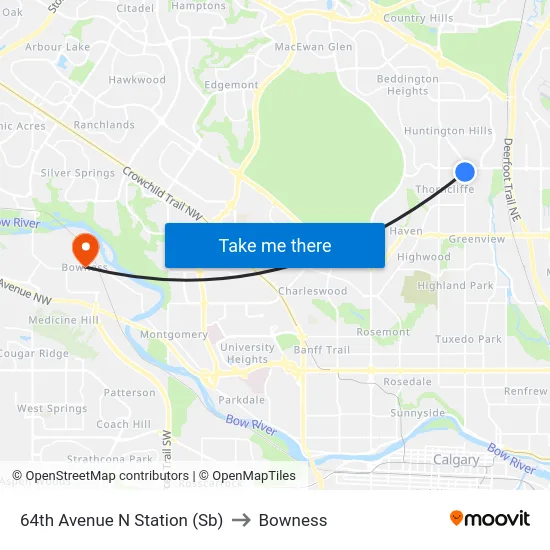 64th Avenue N Station (Sb) to Bowness map