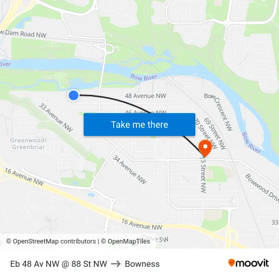 Eb 48 Av NW @ 88 St NW to Bowness map