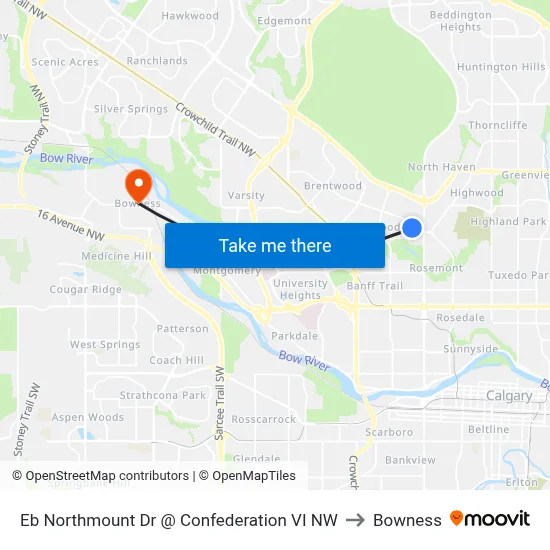 Eb Northmount  Dr @ Confederation VI NW to Bowness map