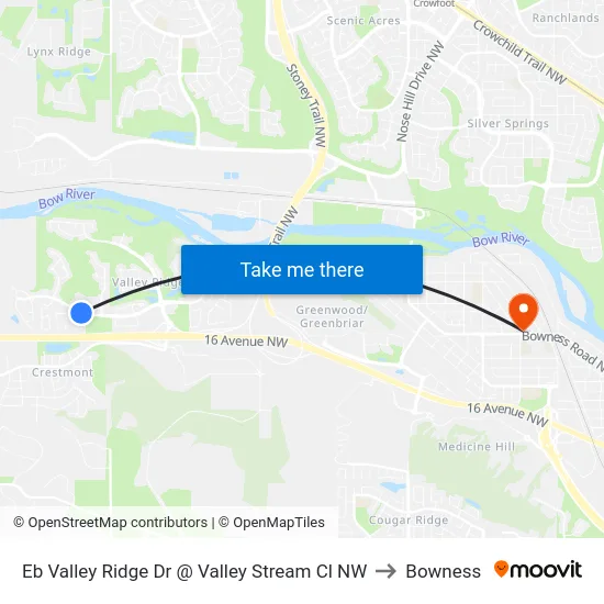 Eb Valley Ridge Dr @ Valley Stream Cl NW to Bowness map