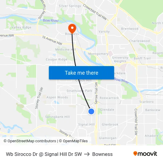 Wb Sirocco Dr @ Signal Hill Dr SW to Bowness map