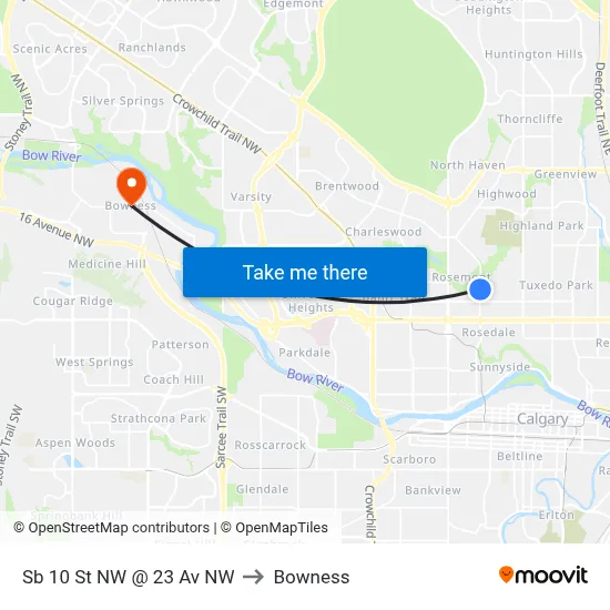 Sb 10 St NW @ 23 Av NW to Bowness map