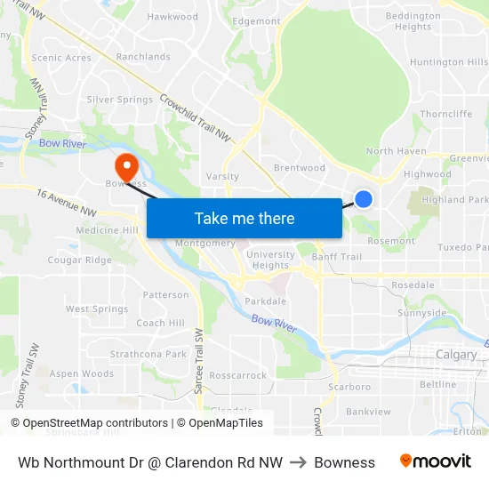 Wb Northmount Dr @ Clarendon Rd NW to Bowness map
