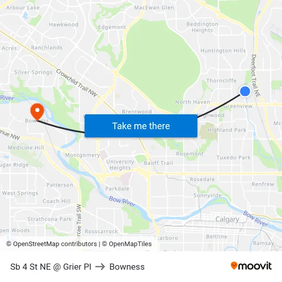 Sb 4 St NE @ Grier Pl to Bowness map
